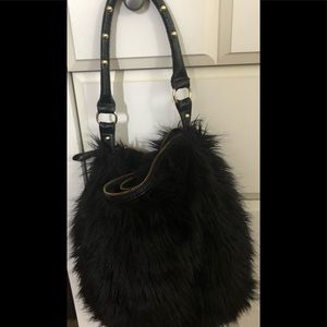 H&M faux fur black shoulder bag